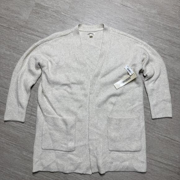 Goodthreads Cardigan Sweater Womens M NWT Wool Blend Oatmeal Heather Open Front - Picture 1 of 7